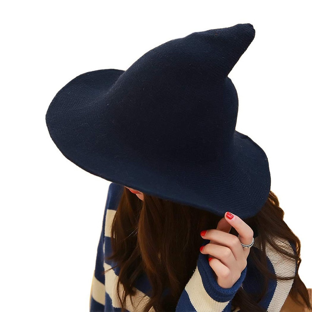 Womens Wool Felt Big Pointed Witch Knitted Hats - Picture 6 of 8